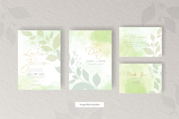 Vetor modelo de cartão de convite de casamento com aquarela e arranjo floral minimalista
