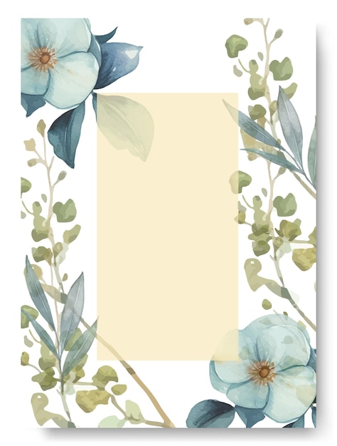 Vetor modelo de cartão de convite de casamento com linda guirlanda floral modelo de casamento de borda