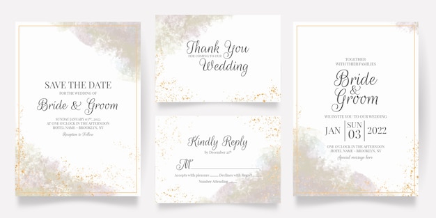 modelo de cartão de convite de casamento em aquarela com decoração floral