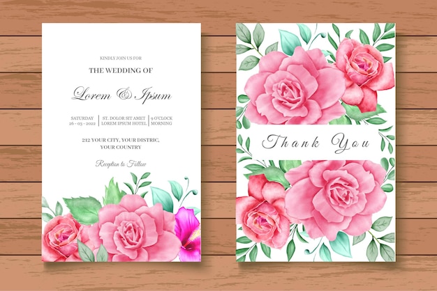 Modelo de cartão de convite de casamento floral elegante