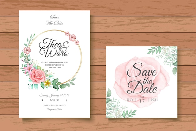 Modelo de cartão de convite de casamento floral elegante