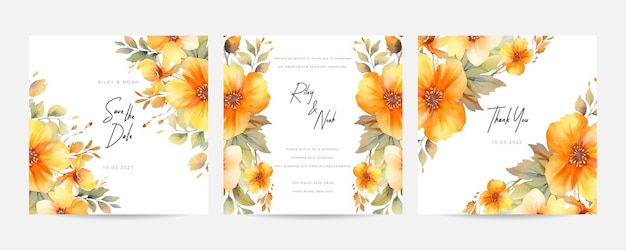 Modelo de cartão de convite de casamento floral lindo
