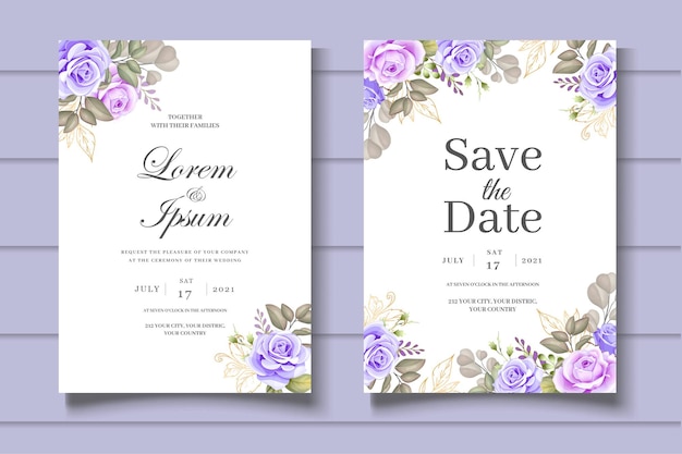 Modelo de cartão de convite de casamento floral lindo