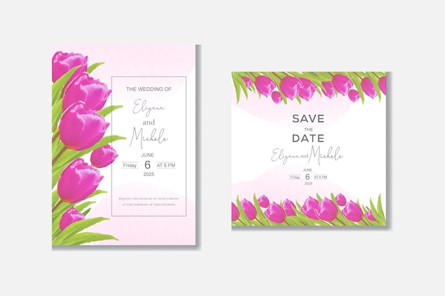 Modelo de cartão de convite de casamento floral
