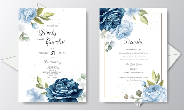 Modelo de cartão de convite de casamento linda coroa floral