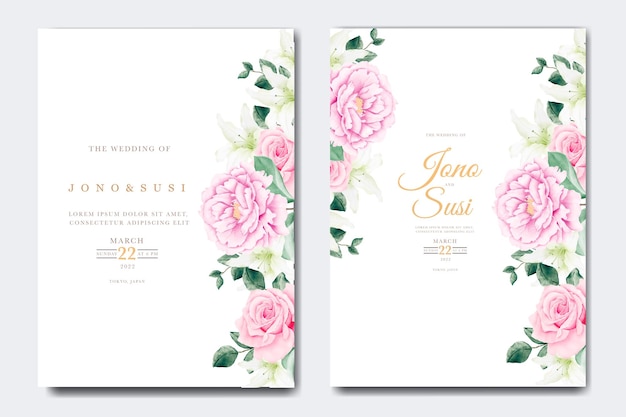 modelo de cartão de convite de casamento lindo com folhas florais