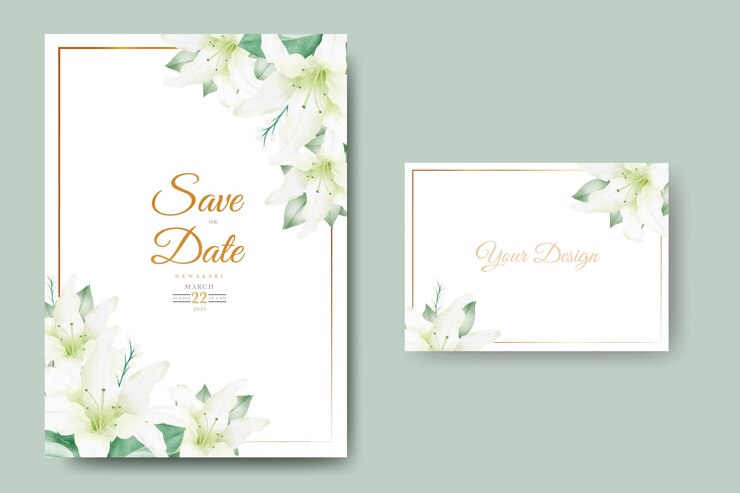 Vetor modelo de cartão de convite de casamento lindo com folhas florais