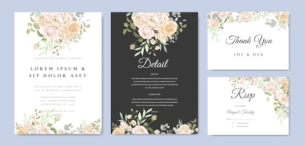 Modelo de cartão de convite de casamento lindo quadro floral
