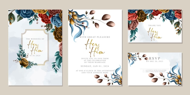 Modelo de cartão de convite floral lindo