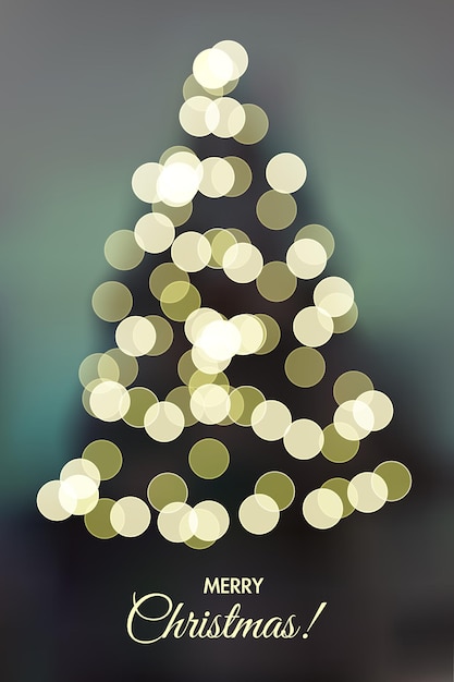 Vetor modelo de cartão de feliz natal luzes brilhantes da árvore de natal