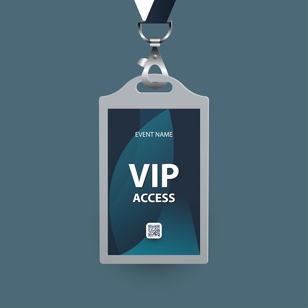 modelo de cartão de identificação com formas abstratas acesso vip