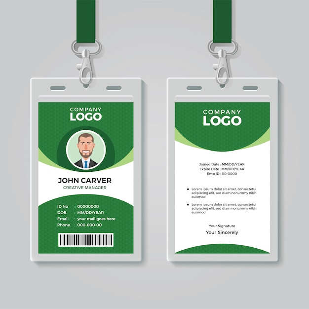 Modelo de cartão de identificação corporativa verde criativo