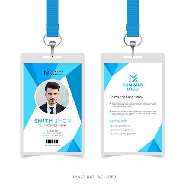 Modelo de cartão de identificação corporativo de cor azul para sua empresa
