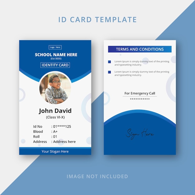 Modelo de cartão de identificação escolar