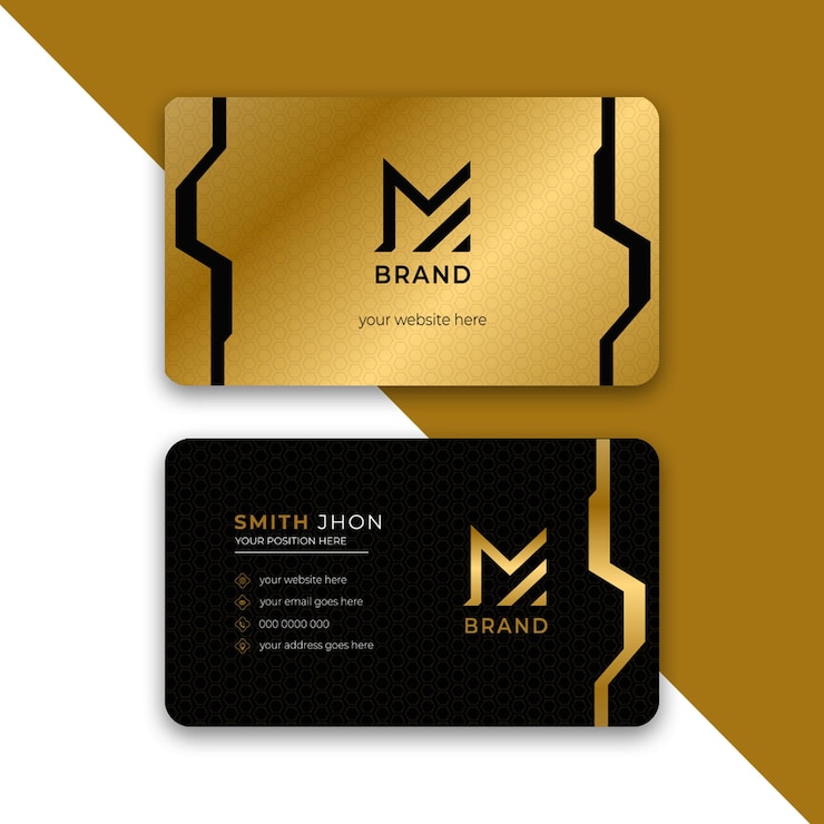 Vetor modelo de cartão de luxo preto e dourado