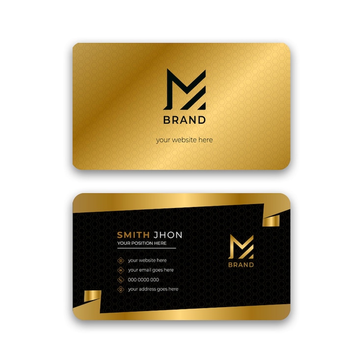 Vetor modelo de cartão de luxo preto e dourado