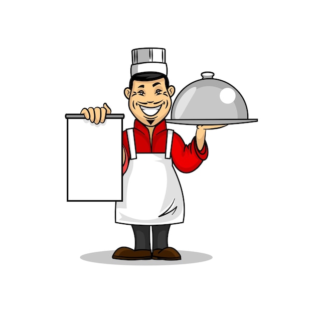 Vetor modelo de cartão de menu de chef de restaurante asiático