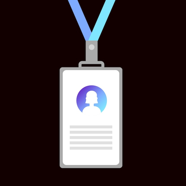 Modelo de cartão de segurança de identificação Lugar plano para foto modelo de cartão de identificação no pescoço modelo de cartão de segurança de identificação Ícone vetorial