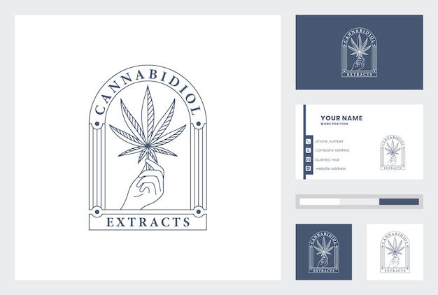 Modelo de cartão de visita com design de logotipo de cannabis.