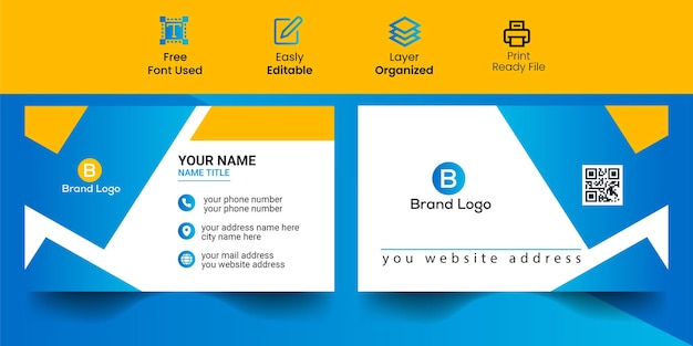 Modelo de cartão de visita corporativo, novo modelo de impressão de cartão de visita moderno design limpo