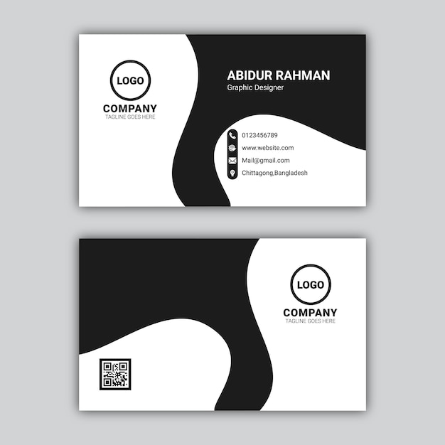 Modelo de cartão de visita - design simples preto e branco