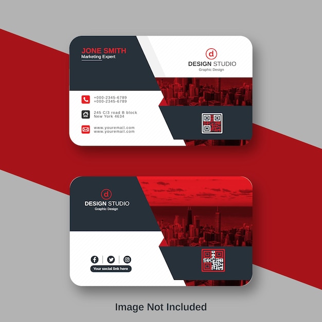 Modelo de cartão de visita digital editável criativo vermelho e preto