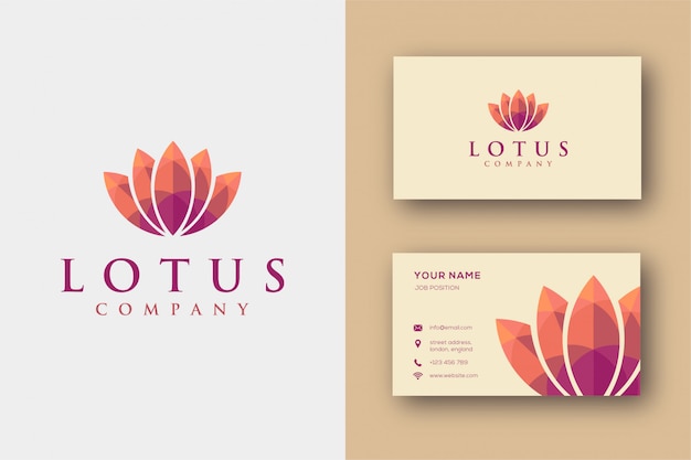 Modelo de cartão de visita e logotipo de lótus