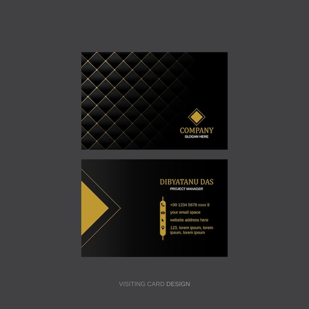 Modelo de cartão de visita limpo preto e dourado criativo moderno corporativo