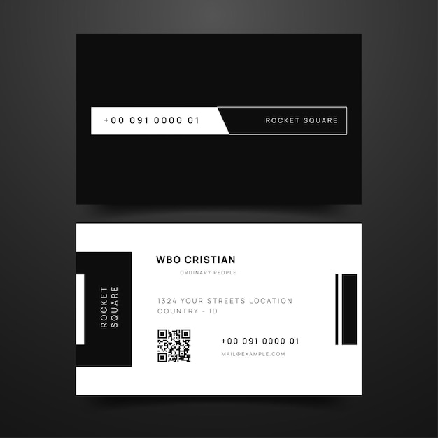 Modelo de cartão de visita preto e branco gradiente profissional