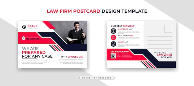Modelo de cartão postal de empresa de negócios corporativos de escritório de advocacia