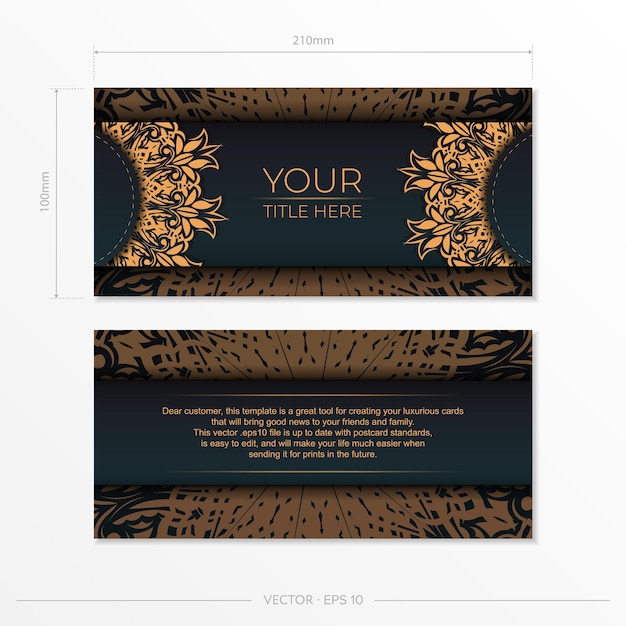 Modelo de cartão postal verde escuro com ornamento abstrato branco Elementos elegantes e clássicos prontos para impressão e ilustração vetorial de tipografia