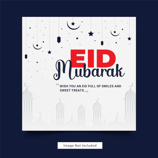 Modelo de cartaz de banner de mídia social eid mubarak e eid ulfitr
