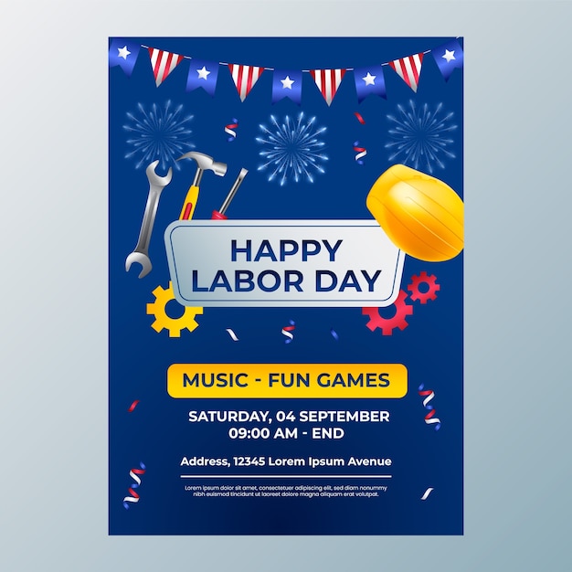 Modelo de cartaz de celebração do Dia do Trabalho