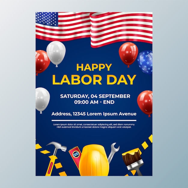Modelo de cartaz de celebração do Dia do Trabalho