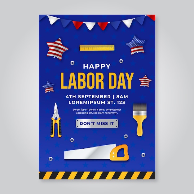 Modelo de cartaz de celebração do Dia do Trabalho