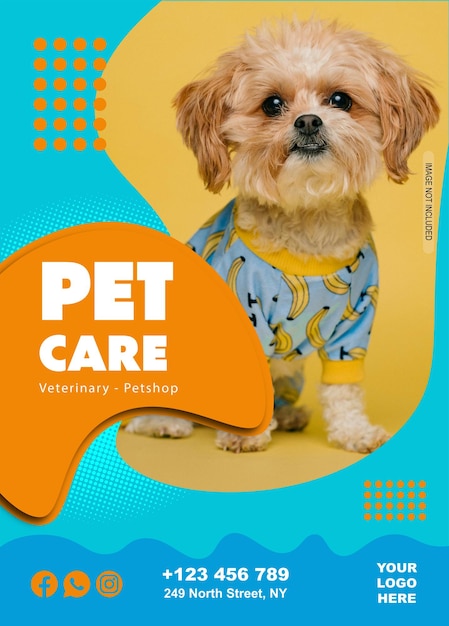 Modelo de cartaz de clínica veterinária Design colorido e atraente
