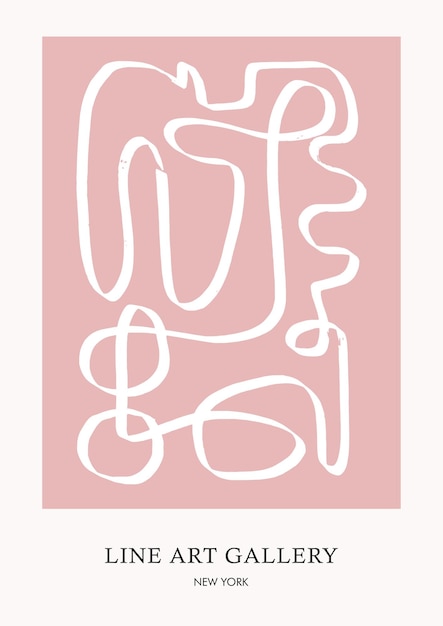 Modelo de Cartaz de Desenho a Tinta - Arte de Linha Estética Colorida - Arte de Exposição Inspirada em Grunge Matisse