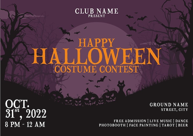 Modelo de cartaz de design de concurso de fantasia de Halloween