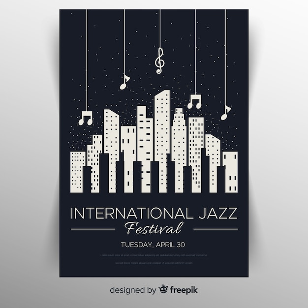 Modelo de cartaz de dia de jazz internacional plana