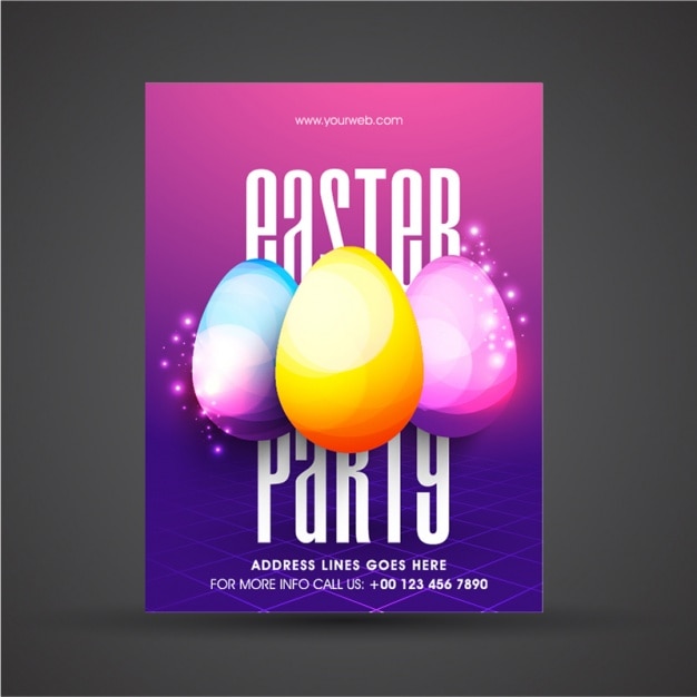 Modelo de cartaz de easter com ovos coloridos