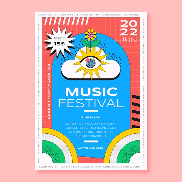 Modelo de cartaz de evento de design plano