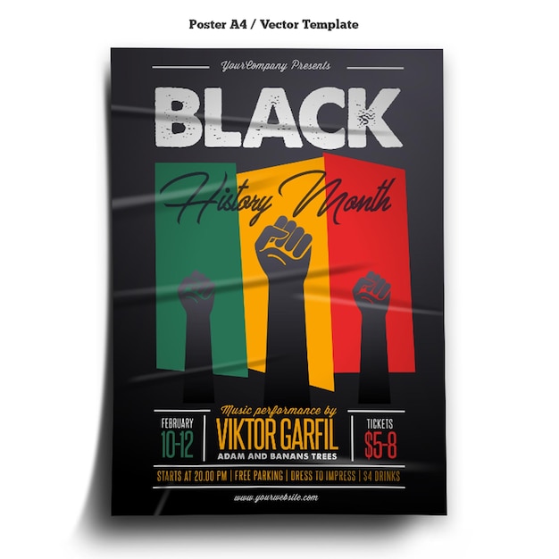 Vetor modelo de cartaz de evento do mês da história negra