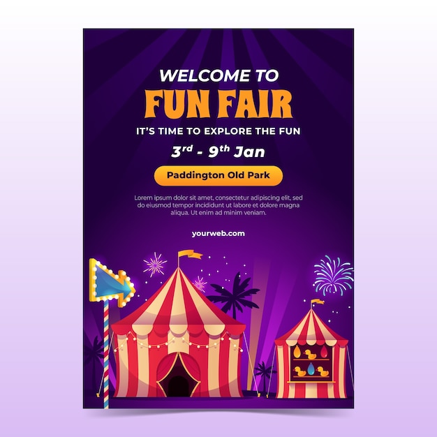 Modelo de cartaz de feira de gradiente