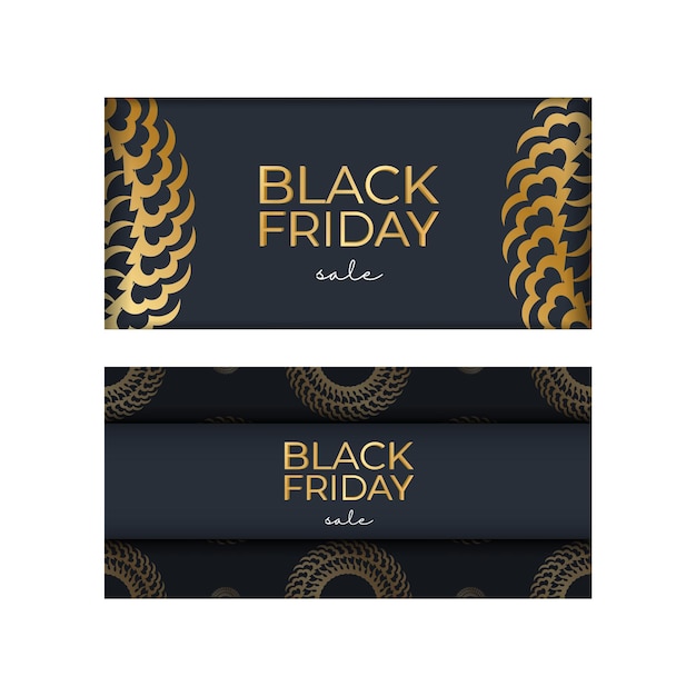 Modelo de cartaz de feriado de venda de sexta-feira azul marinho preto com padrão grego dourado