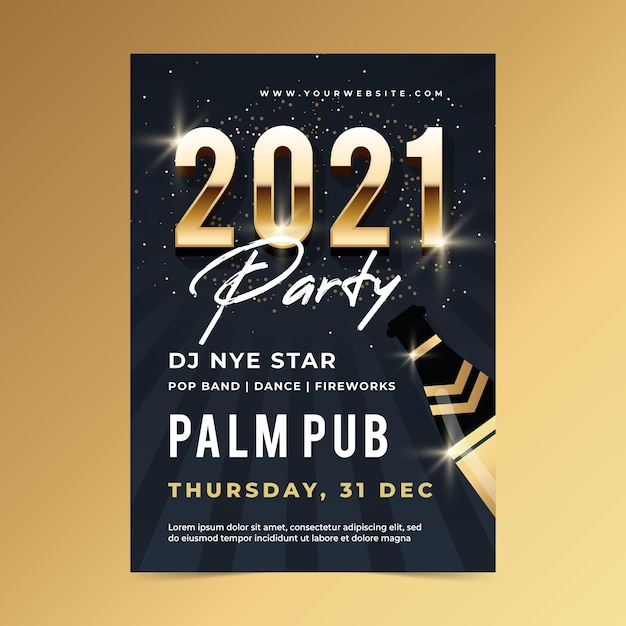 Modelo de cartaz de festa de ano novo design plano