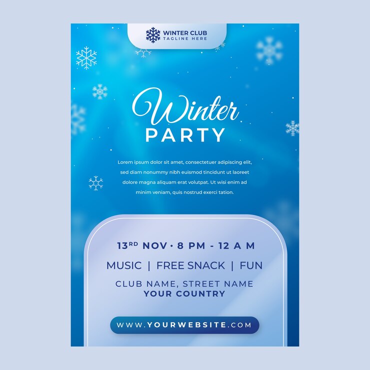 Vetor modelo de cartaz de festa de inverno realista