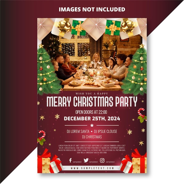 Modelo de cartaz de festa de Natal com foto