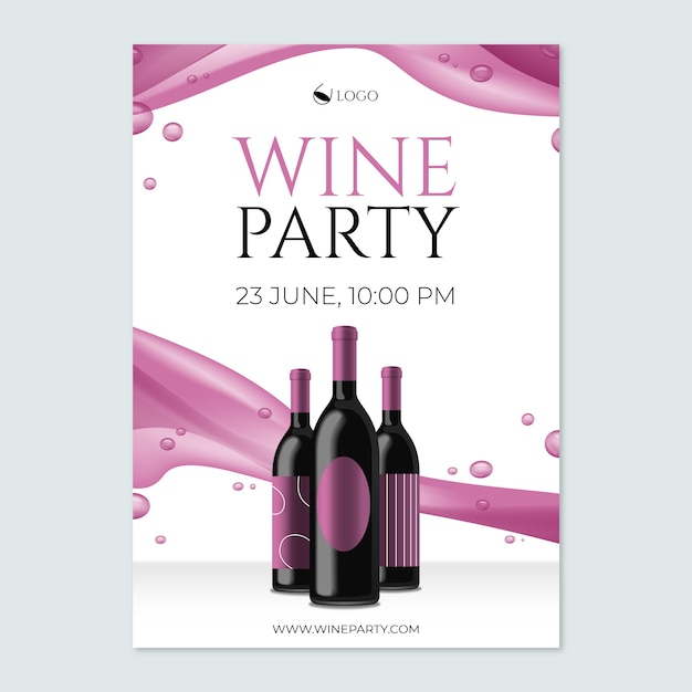 Vetor modelo de cartaz de festa de vinho realista