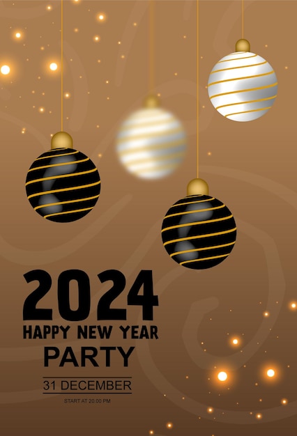modelo de cartaz de festa do ano novo de 2024