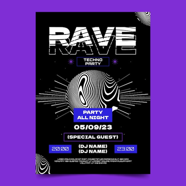 Modelo de cartaz de festa rave gradiente